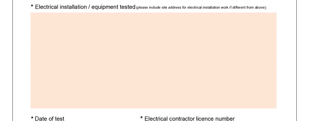 Description field for the electrical installation or equipment tested on the Queensland certificate