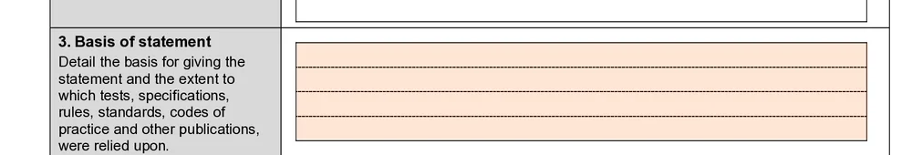 Four-line basis of certification block on the Queensland Form 12, where the standards, tests and documents relied on are named