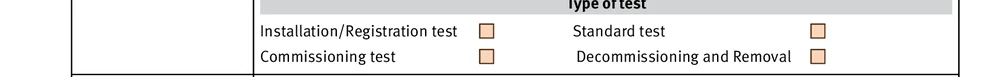 Test type tick boxes on the Queensland Form 9: installation registration, standard, commissioning, and decommissioning and removal