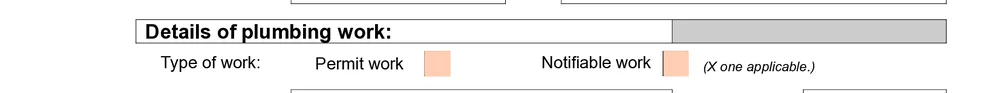Permit work and notifiable work tick boxes on the Tasmanian Form 21 certificate of completion