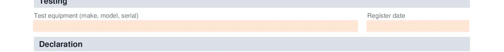 Test equipment and register date fields on the test and tag register, recording the instrument the results came from