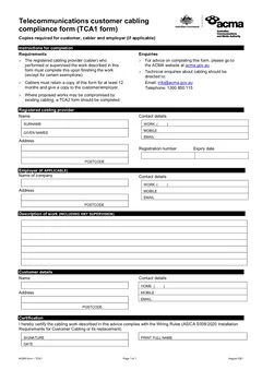 ACMA TCA1 form