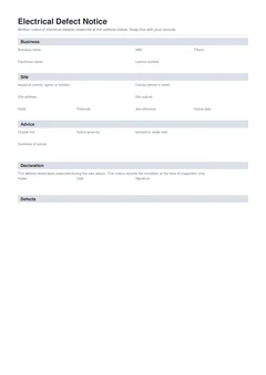 Defect Notice form