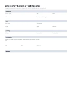 Emergency Lighting Register form