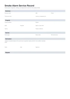 Smoke Alarm Record form
