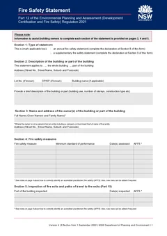 NSW Fire Safety Statement form