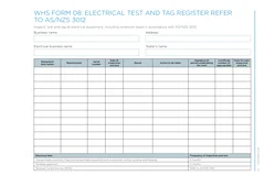 NSW WHS Test and Tag Register form