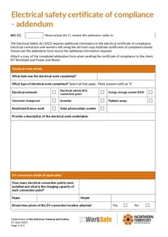 NT CoC Addendum form