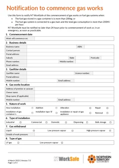 NT Gas Works Notification form