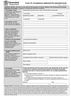 QLD PDR Form 12 form