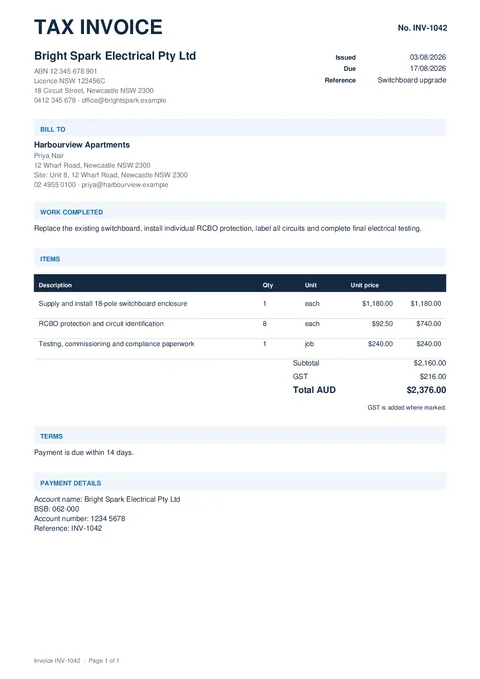 Invoice PDF preview