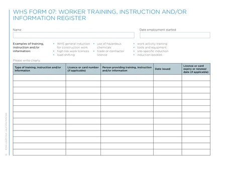 NSW WHS Training Register PDF preview