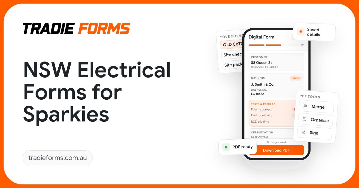 NSW Electrical Forms: CCEW and National TCA1 | Tradie Forms