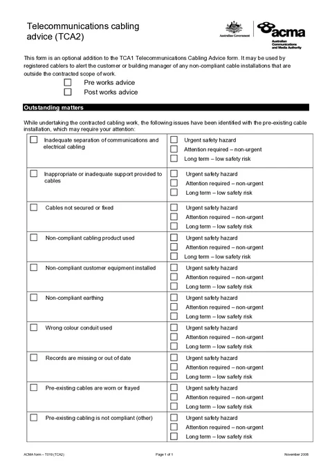 ACMA TCA2 form preview