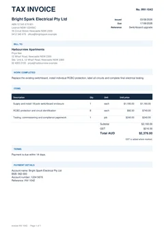 Invoice form preview