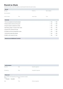 Permit to Work form preview