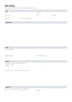 Site Diary form preview