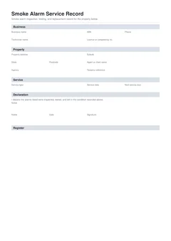 Smoke Alarm Record form preview