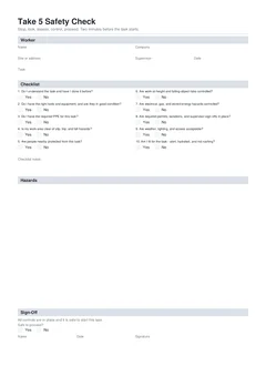 Take 5 form preview