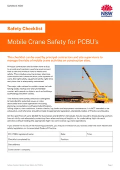 NSW Mobile Crane Safety Checklist form preview
