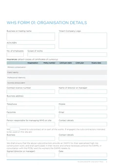 NSW WHS Org Details form preview