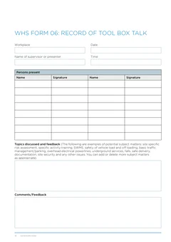 NSW WHS Toolbox Talk Record form preview