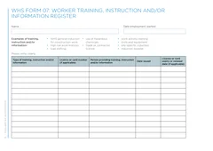 NSW WHS Training Register form preview