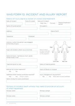 NSW WHS Incident Report form preview