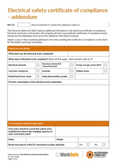 NT CoC Addendum form preview