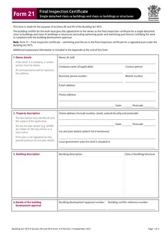 QLD Form 21 form preview