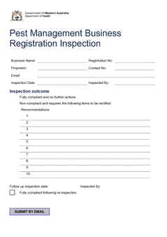 WA Pest Business Inspection form preview