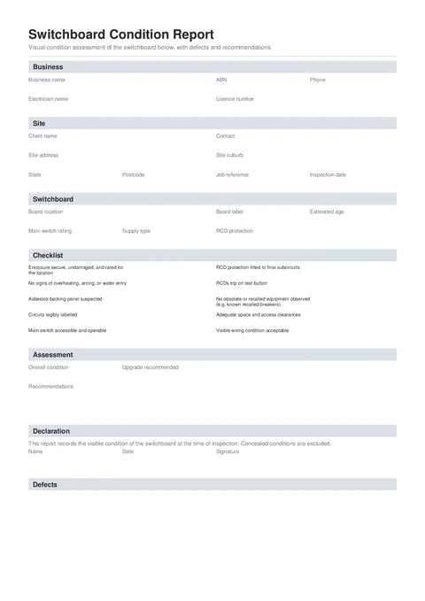 Switchboard Report form preview