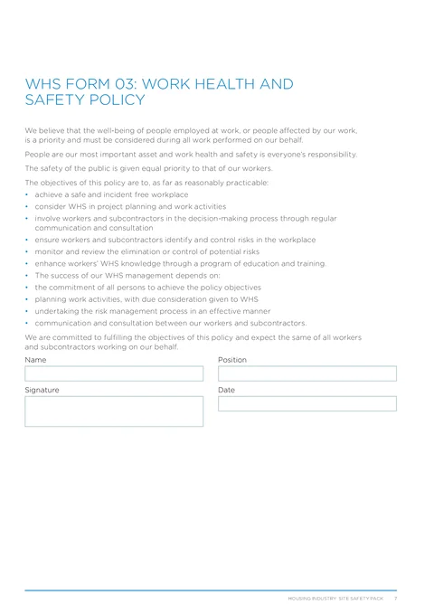 NSW WHS Policy form preview