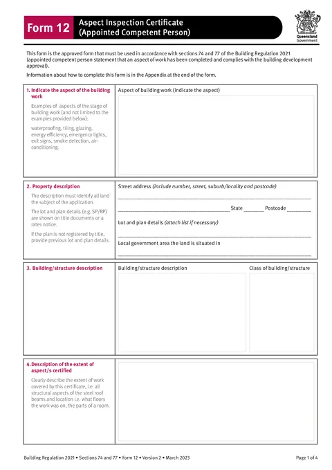 QLD Form 12 form preview