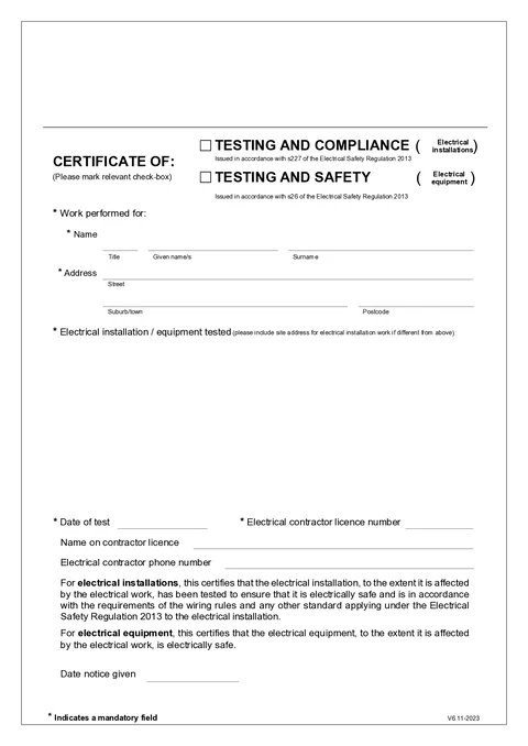 QLD CoTC form preview