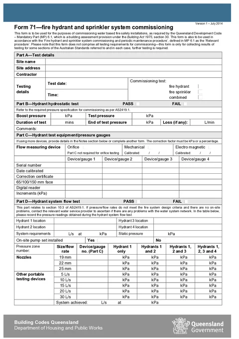 QLD Form 71 form preview