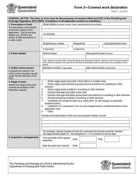 QLD Form 3 form preview