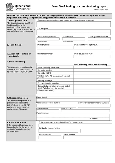 QLD Form 5 form preview
