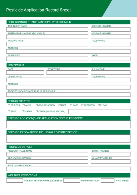 VIC Pesticide Record form preview