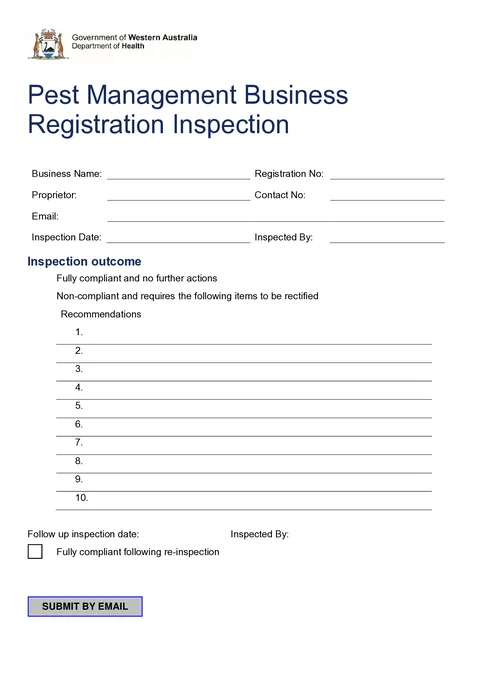 WA Pest Business Inspection form preview